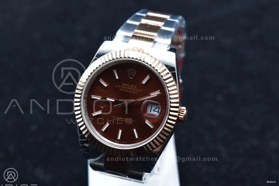 GMF 41 Bracelet RG Best 126333 RG Dial Coffee DateJust Plated on Oyster A3235 SS Edition 0329